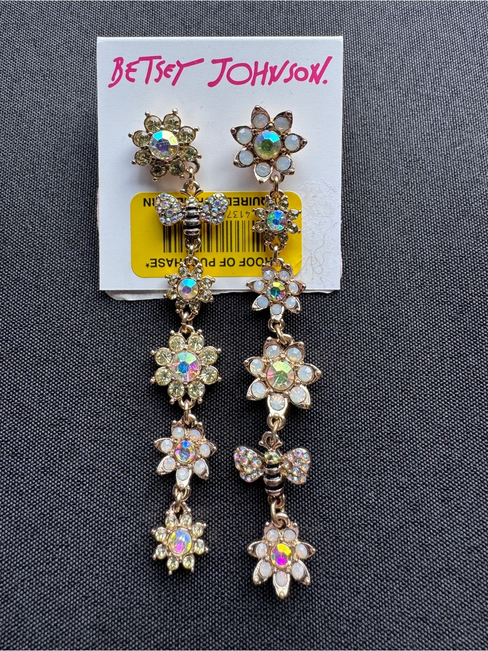 Betsy Johnson dangle style Bee Earrings New